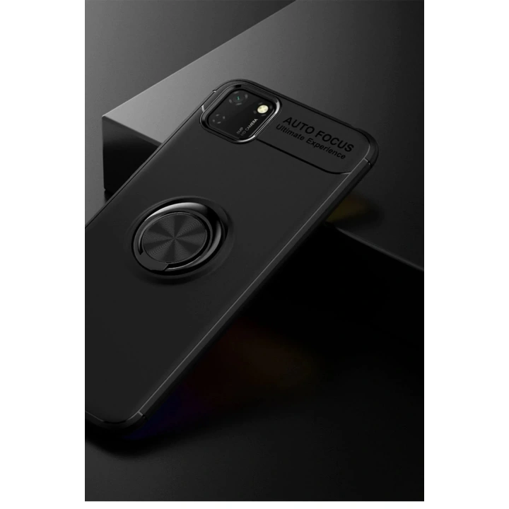 Mey İthalat®  Huawei Y5P Kılıf Range Yüzüklü Silikon - Siyah