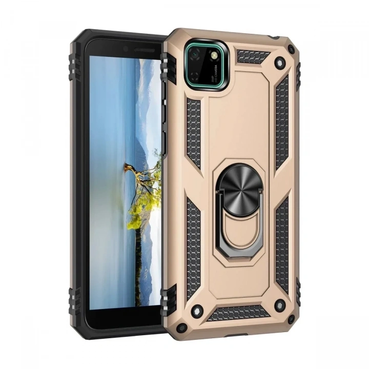 Mey İthalat®  Huawei Y5P Kılıf Sofya Yüzüklü Silikon Kapak - Gold