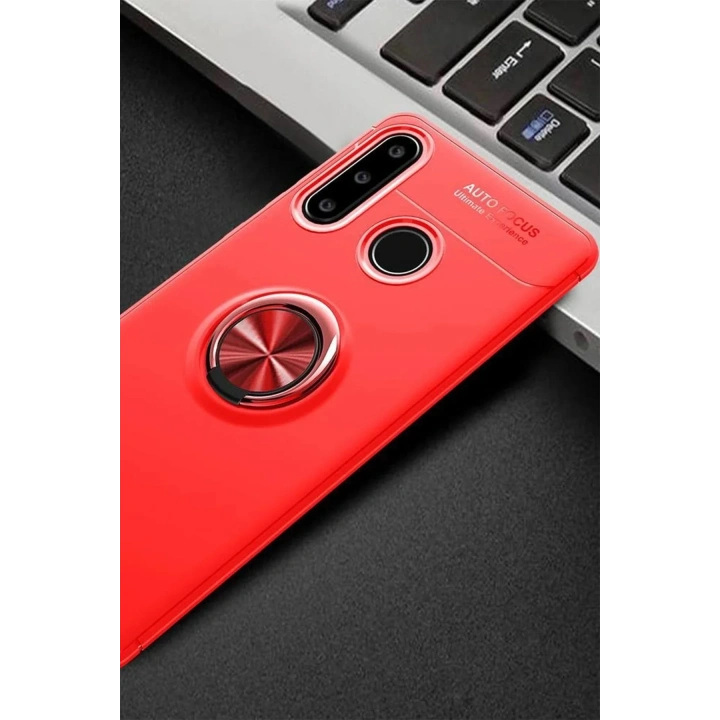 Mey İthalat®  Huawei Y6P Kılıf Range Yüzüklü Silikon - Kırmızı
