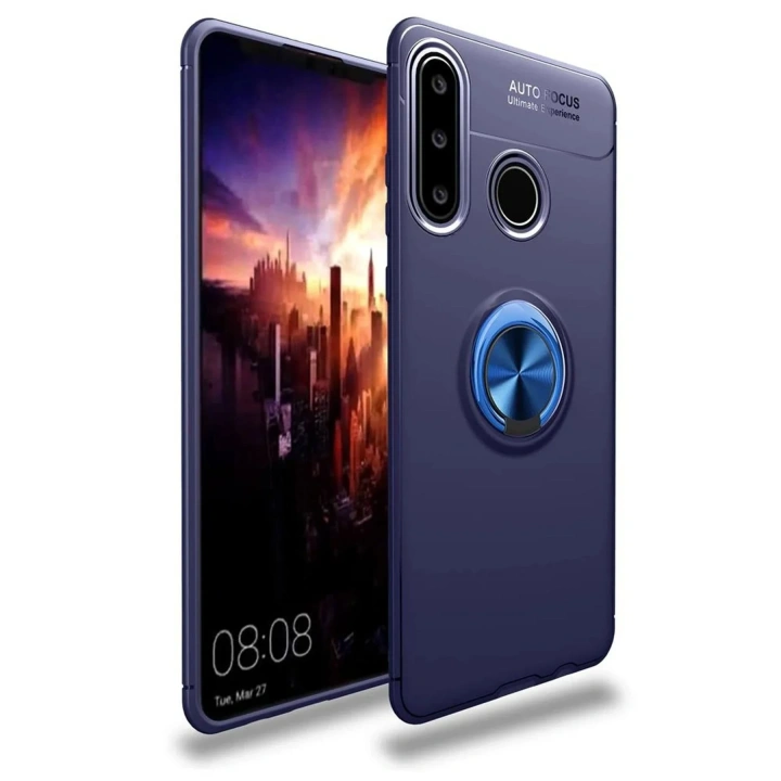 Mey İthalat®  Huawei Y6P Kılıf Range Yüzüklü Silikon - Mavi