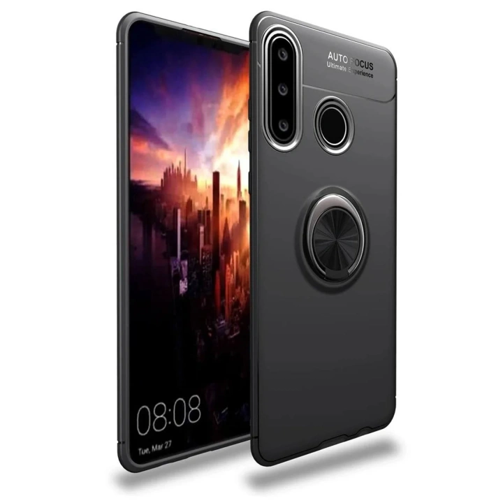 Mey İthalat®  Huawei Y6P Kılıf Range Yüzüklü Silikon - Siyah