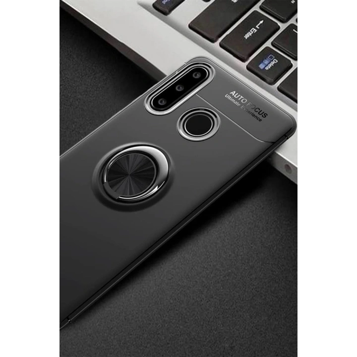 Mey İthalat®  Huawei Y6P Kılıf Range Yüzüklü Silikon - Siyah