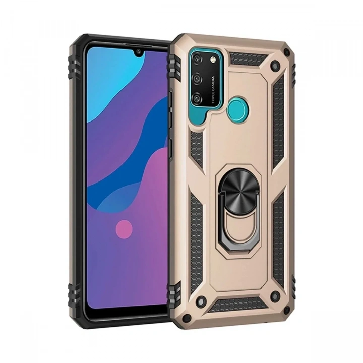 Mey İthalat®  Huawei Y6P Kılıf Sofya Yüzüklü Silikon Kapak - Gold