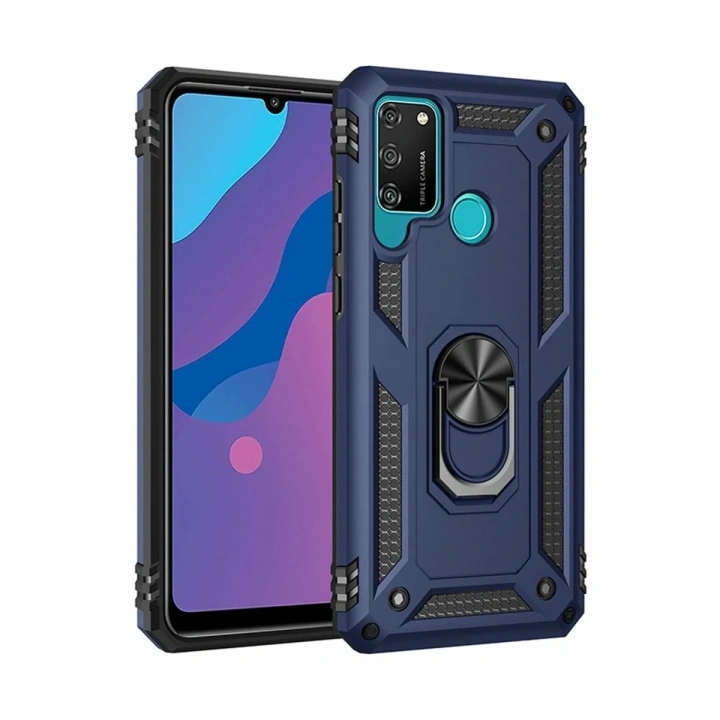 Mey İthalat®  Huawei Y6P Kılıf Sofya Yüzüklü Silikon Kapak - Lacivert