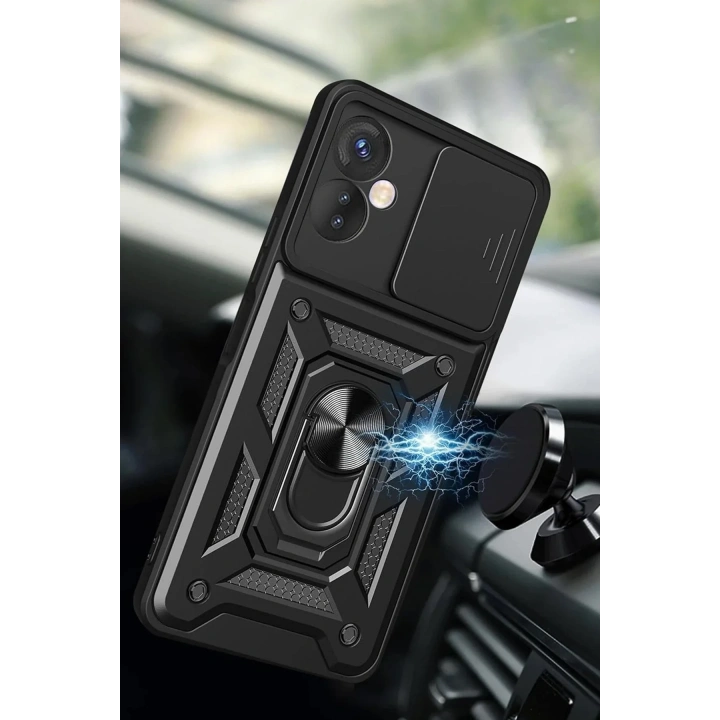 Mey İthalat®  İnfinix Hot 30 5G Kılıf Pars Lens Yüzüklü Silikon - Gümüş