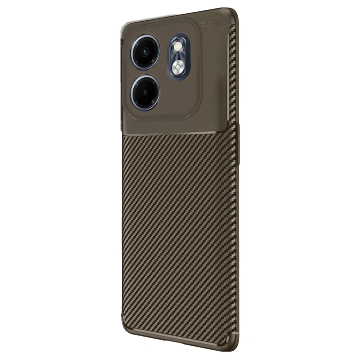 Mey İthalat®  İnfinix Smart 9 Kılıf Auto Focus Karbon Kapak - Kahverengi