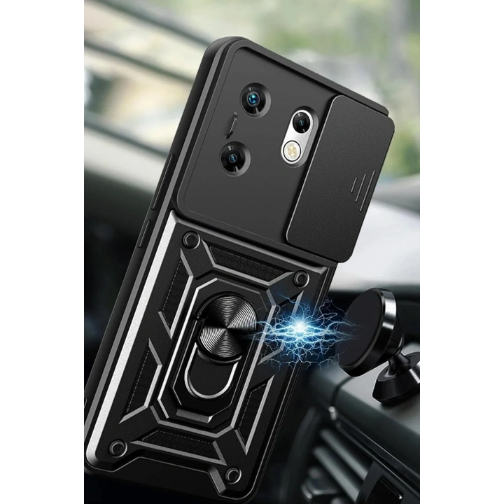 Mey İthalat®  İnfinix Zero 30 4G Kılıf Pars Lens Yüzüklü Silikon - Siyah