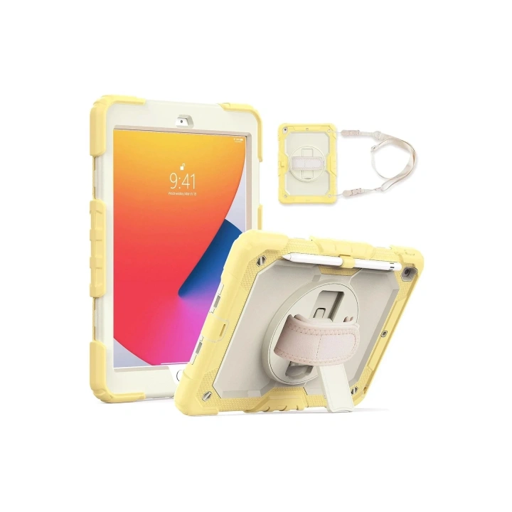 Mey İthalat®  iPad 10.2 (7.nesil) Kılıf Strap New Tablet Kapak - Sarı