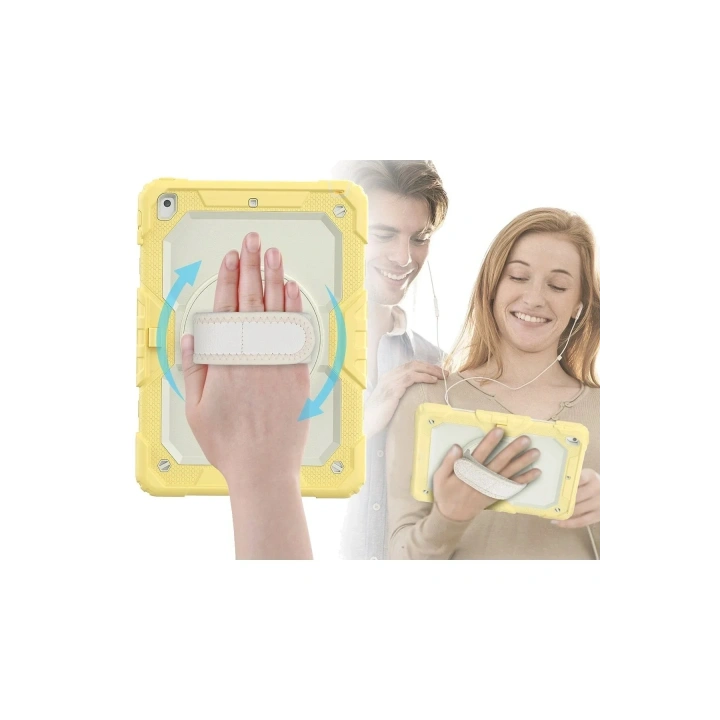Mey İthalat®  iPad 10.2 (7.nesil) Kılıf Strap New Tablet Kapak - Sarı