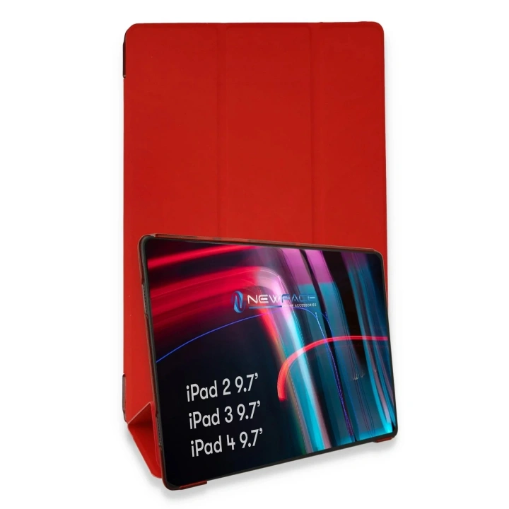 Mey İthalat®  iPad 4 9.7 Kılıf Tablet Smart Kılıf - Kırmızı