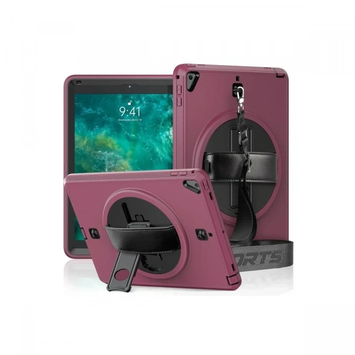 Mey İthalat®  iPad 5 Air 9.7 Kılıf Strap-C Otterbox Tablet Kapak - Mürdüm