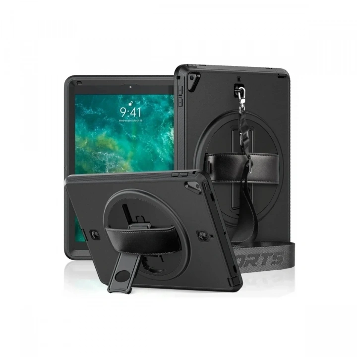 Mey İthalat®  iPad 5 Air 9.7 Kılıf Strap-C Otterbox Tablet Kapak - Siyah
