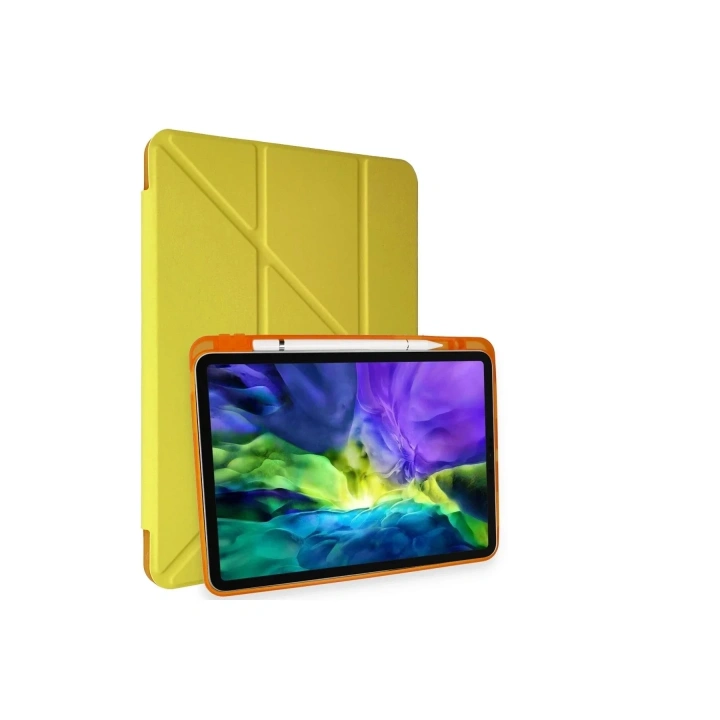 Mey İthalat®  iPad Pro 11 (2018) Kılıf Kalemlikli Mars Tablet Kılıfı - Açık Sarı