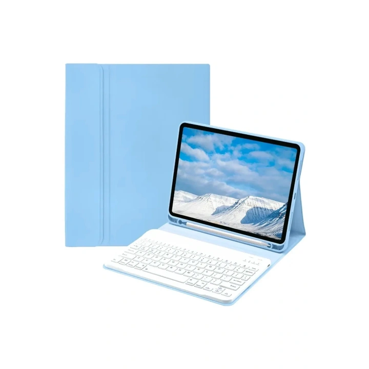 Mey İthalat®  iPad Pro 11 (2022) Kılıf KC01 Smart Klavyeli Tablet Kılıfı - Açık Mavi