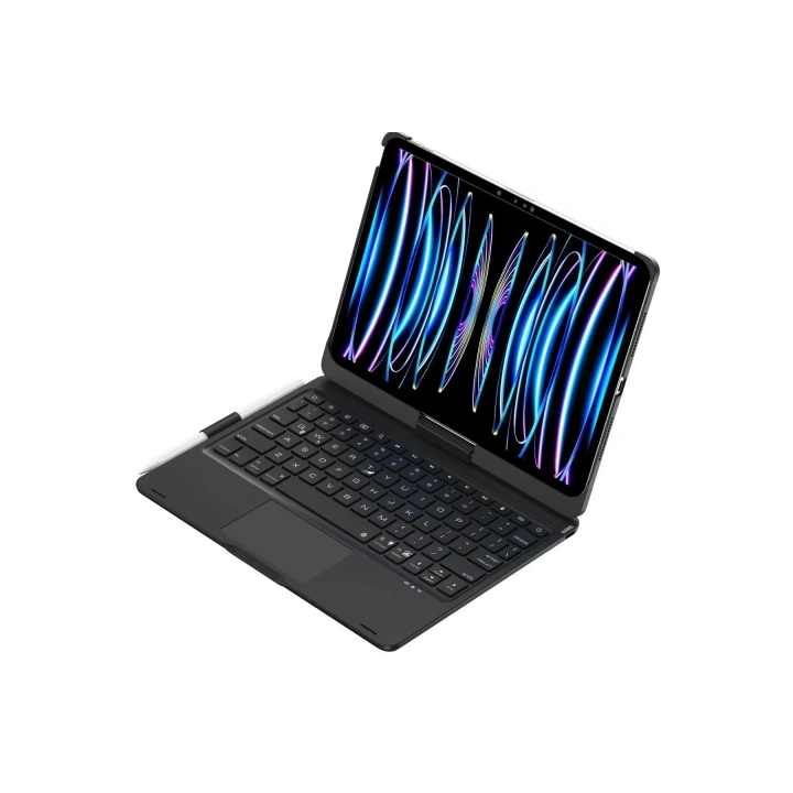 Mey İthalat®  iPad Pro 11 (2024) F11 ATS Kılıf Magic Dönen Klavyeli Tablet Kılıf - Siyah