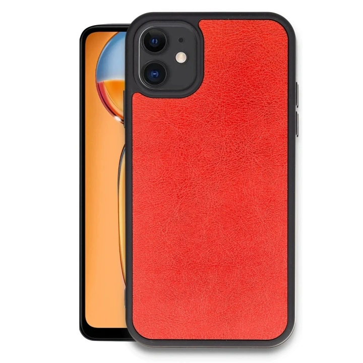 Mey İthalat®  iPhone 11 Kılıf Aras Deri Kapak - Kırmızı