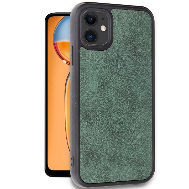 Mey İthalat®  iPhone 11 Kılıf Aras Deri Kapak - Koyu Yeşil