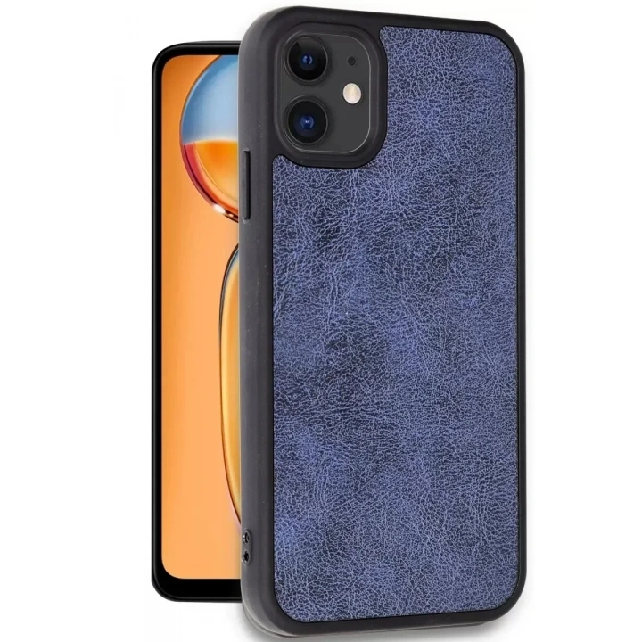 Mey İthalat®   iPhone 11 Kılıf Aras Deri Kapak - Lacivert
