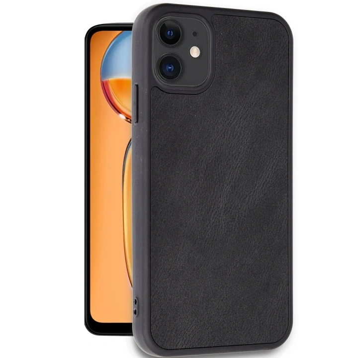 Mey İthalat®   iPhone 11 Kılıf Aras Deri Kapak - Siyah