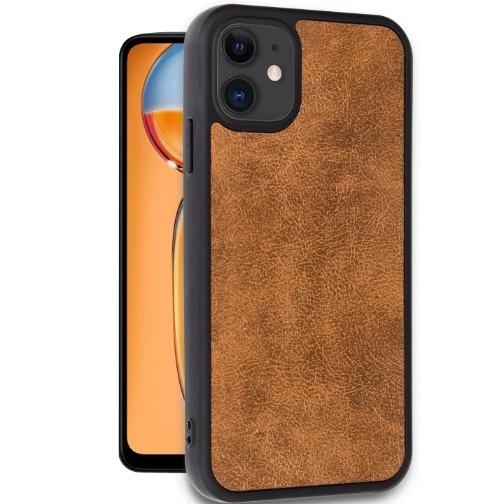Mey İthalat®   iPhone 11 Kılıf Aras Deri Kapak - Taba