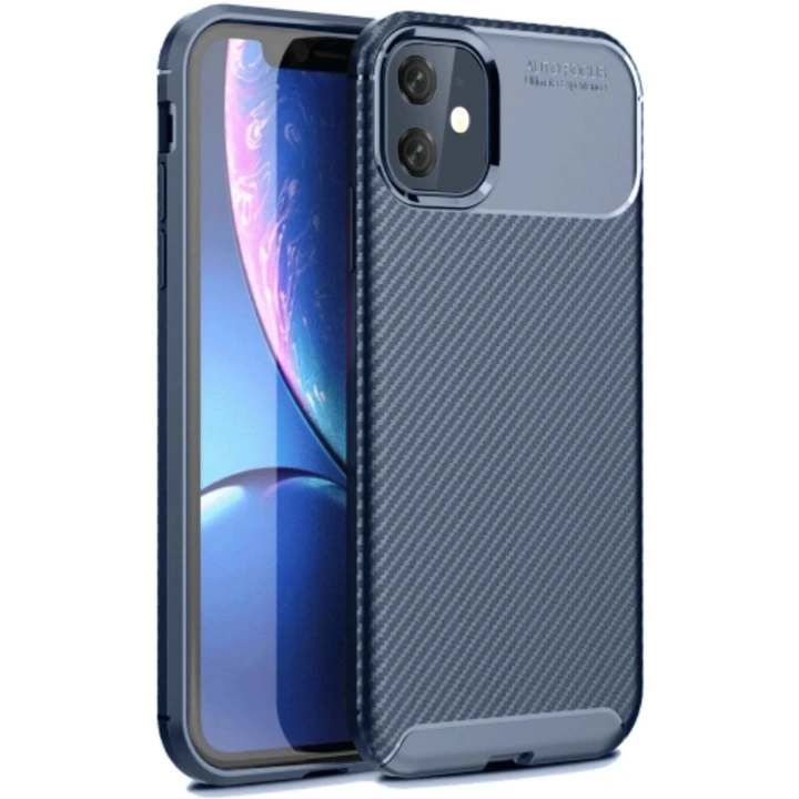 Mey İthalat®  iPhone 11 Kılıf Auto Focus Karbon Kapak - Lacivert