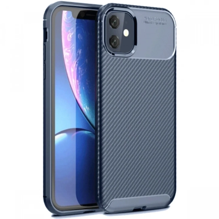 Mey İthalat®  iPhone 11 Kılıf Auto Focus Karbon Kapak - Lacivert