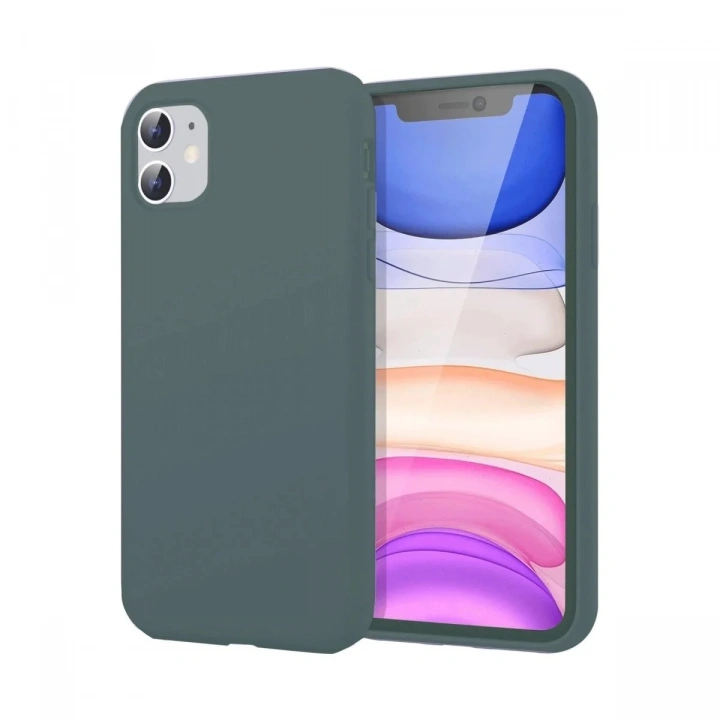 Mey İthalat®  iPhone 11 Kılıf First Silikon - Koyu Yeşil