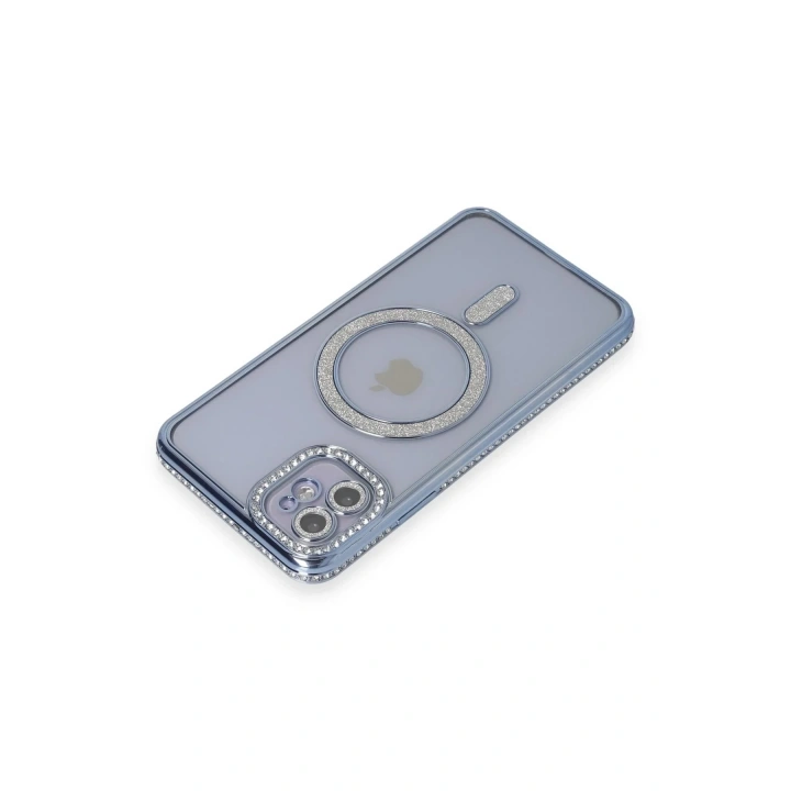 Mey İthalat®  iPhone 11 Kılıf Joke Simli Magneticsafe Kılıf - Mavi