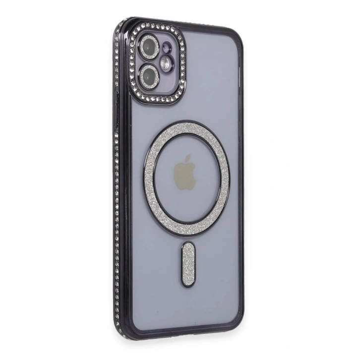 Mey İthalat®  iPhone 11 Kılıf Joke Simli Magneticsafe Kılıf - Siyah