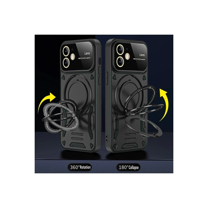 Mey İthalat®  iPhone 11 Kılıf Joy Lens Standlı Kapak - Siyah