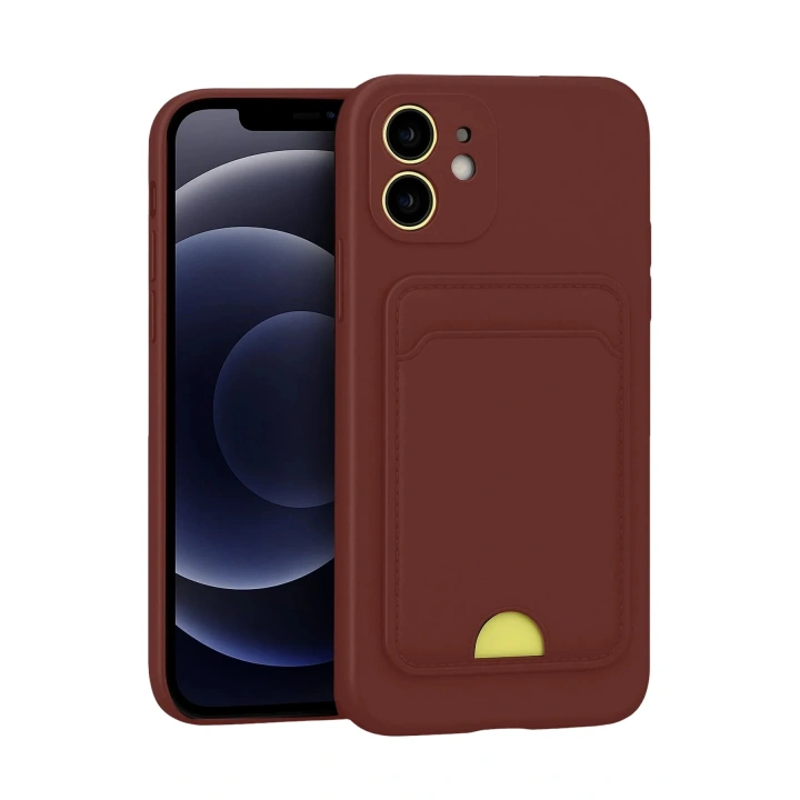 Mey İthalat®  iPhone 11 Kılıf Kelvin Kartvizitli Silikon - Bordo