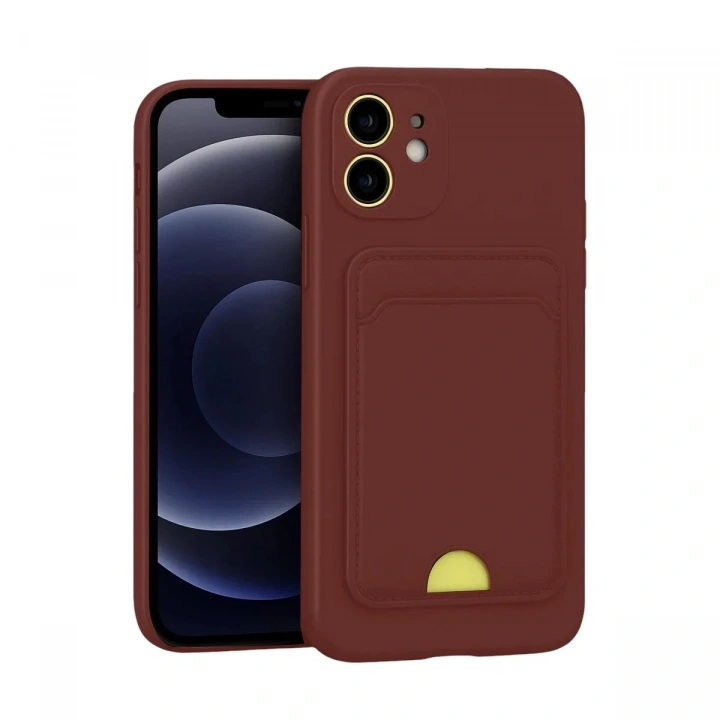 Mey İthalat®  iPhone 11 Kılıf Kelvin Kartvizitli Silikon - Bordo