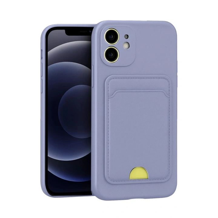 Mey İthalat®  iPhone 11 Kılıf Kelvin Kartvizitli Silikon - Lila
