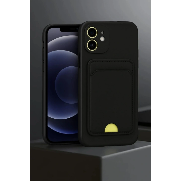 Mey İthalat®  iPhone 11 Kılıf Kelvin Kartvizitli Silikon - Siyah