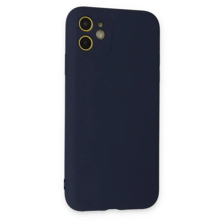 Mey İthalat®  iPhone 11 Kılıf Nano içi Kadife Silikon - Lacivert