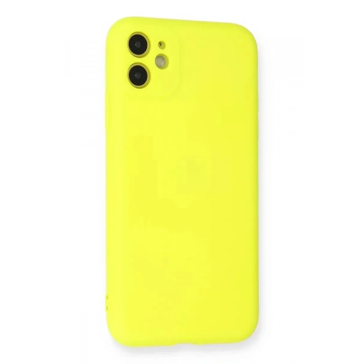Mey İthalat®   iPhone 11 Kılıf Nano içi Kadife Silikon - Sarı