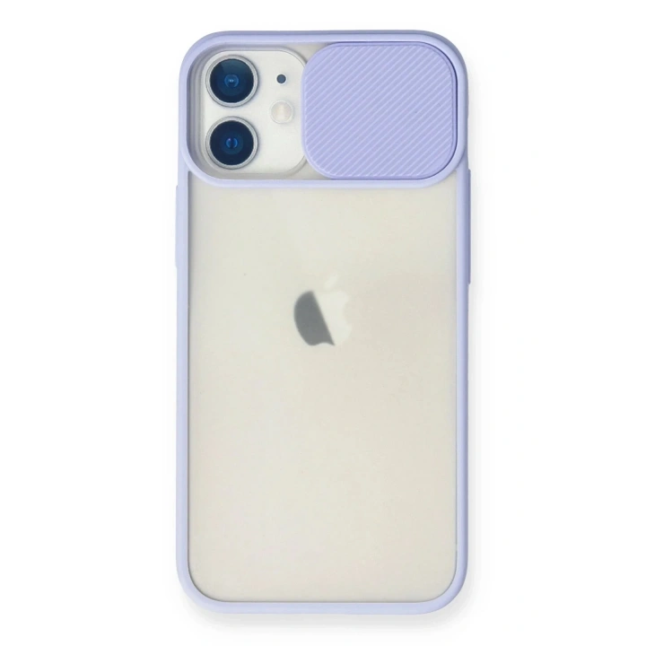 Mey İthalat®  iPhone 11 Kılıf Palm Buzlu Kamera Sürgülü Silikon - Lila