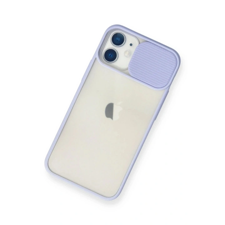 Mey İthalat®  iPhone 11 Kılıf Palm Buzlu Kamera Sürgülü Silikon - Lila