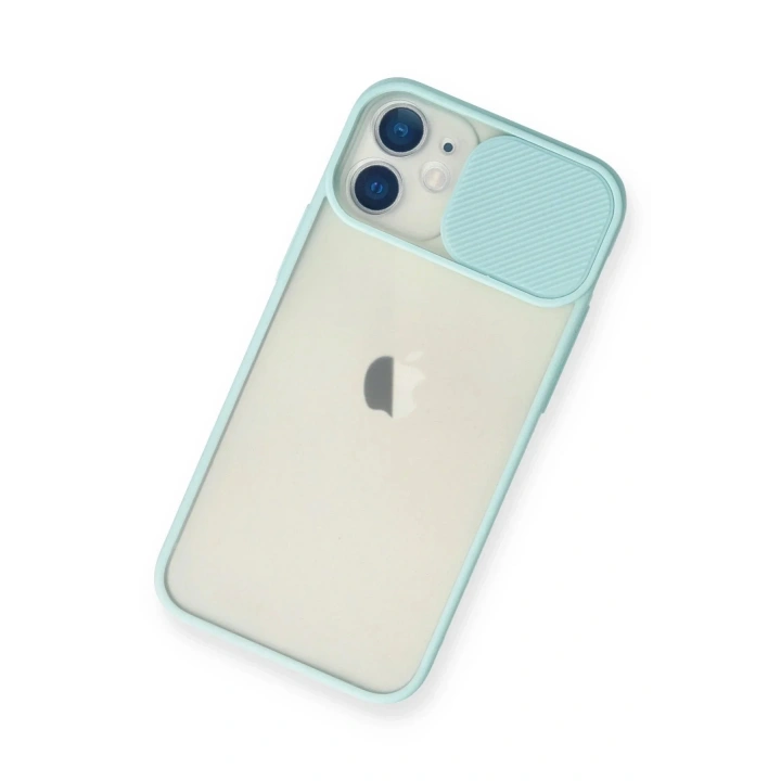 Mey İthalat®  iPhone 11 Kılıf Palm Buzlu Kamera Sürgülü Silikon - Turkuaz