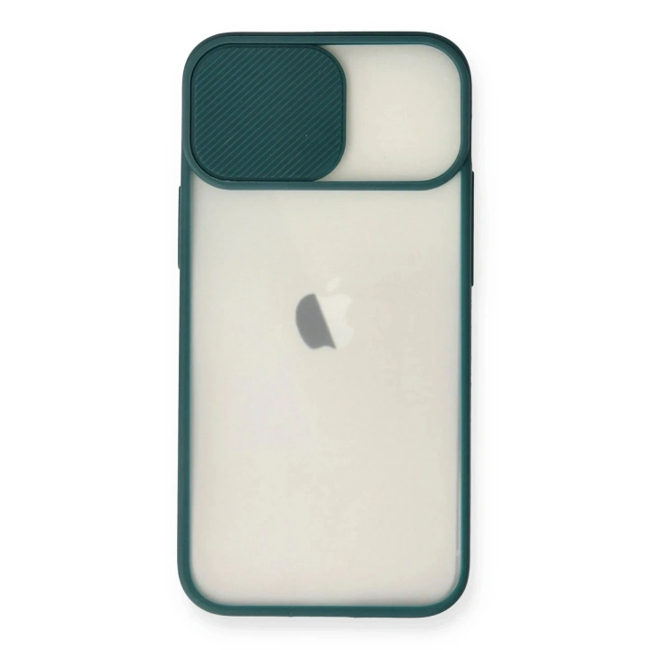 Mey İthalat®  iPhone 11 Kılıf Palm Buzlu Kamera Sürgülü Silikon - Yeşil