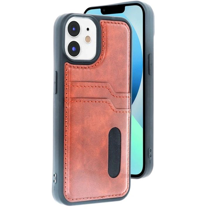 Mey İthalat®  iPhone 11 Kılıf Sara Kartvizitli Deri Kılıf - Taba