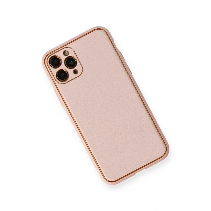 Mey İthalat®  iPhone 11 Pro Kılıf Coco Deri Silikon Kapak - Pembe