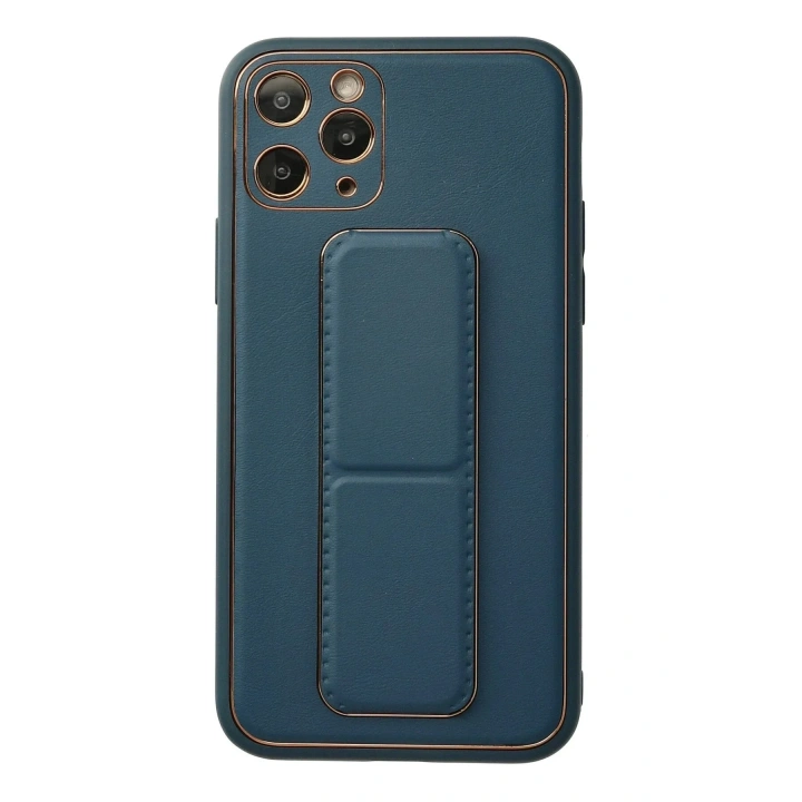 Mey İthalat®  iPhone 11 Pro Kılıf Coco Deri Standlı Kapak - Mavi