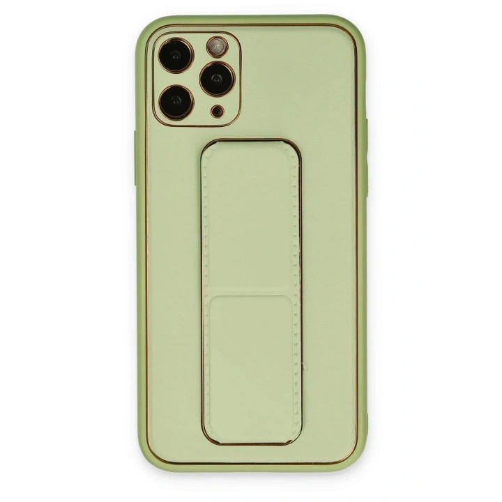 Mey İthalat®  iPhone 11 Pro Kılıf Coco Deri Standlı Kapak - Su Yeşili