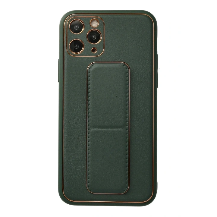Mey İthalat®  iPhone 11 Pro Kılıf Coco Deri Standlı Kapak - Yeşil