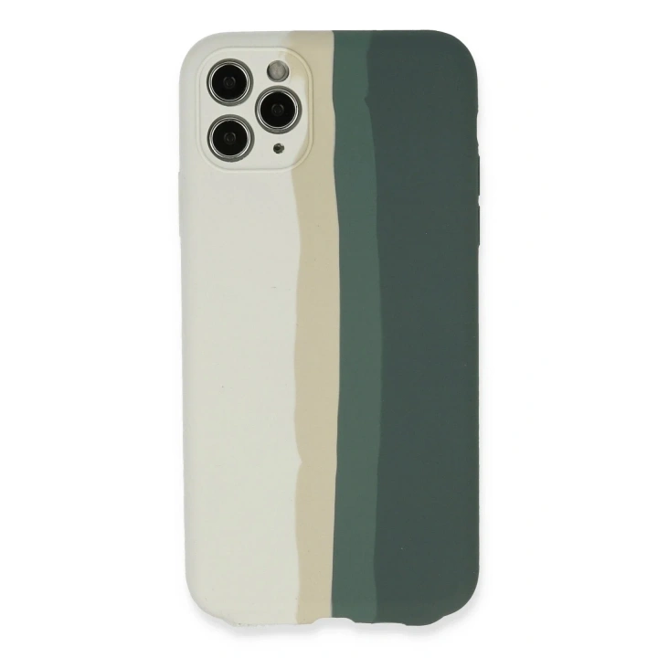 Mey İthalat®  iPhone 11 Pro Kılıf Ebruli Lansman Silikon - Beyaz-Gri