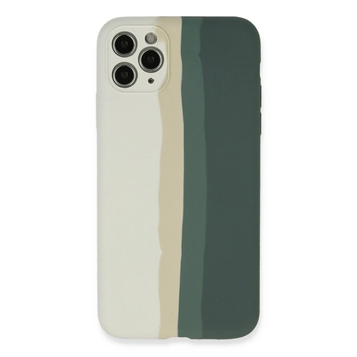 Mey İthalat®  iPhone 11 Pro Kılıf Ebruli Lansman Silikon - Beyaz-Gri