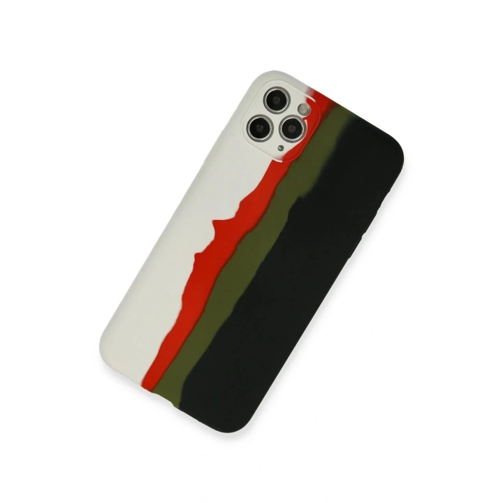 Mey İthalat®  iPhone 11 Pro Kılıf Ebruli Lansman Silikon - Beyaz-Siyah