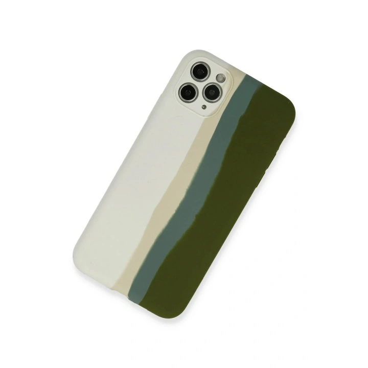 Mey İthalat®  iPhone 11 Pro Kılıf Ebruli Lansman Silikon - Beyaz-Yeşil