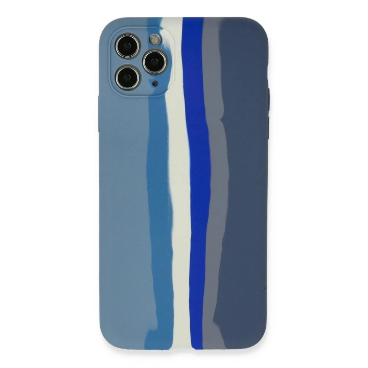 Mey İthalat®  iPhone 11 Pro Kılıf Ebruli Lansman Silikon - Mavi-Gri